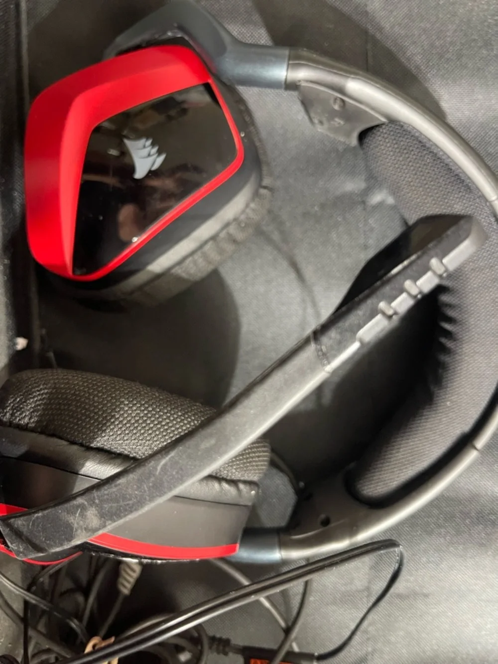 Corsair Black Over-Ear Gaming Headset with Red Trim